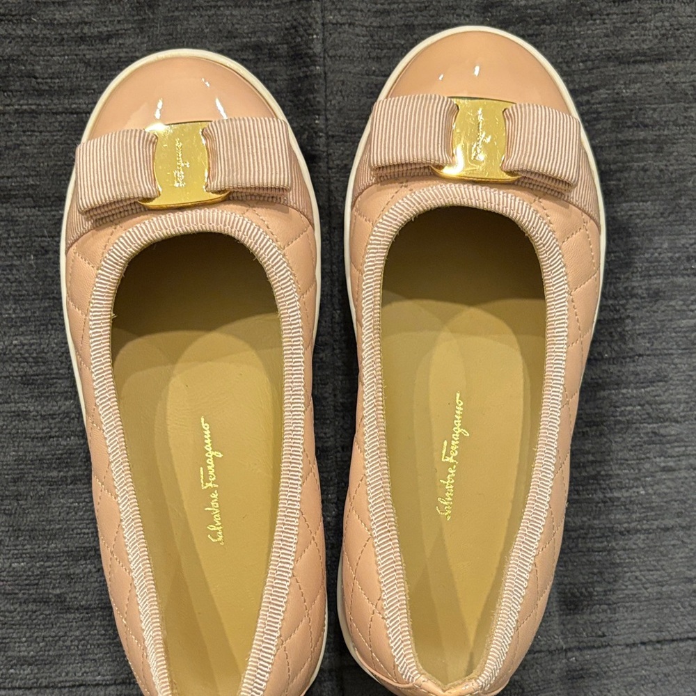 Salvatore Ferragamo Women's Nude Quilted Flats
